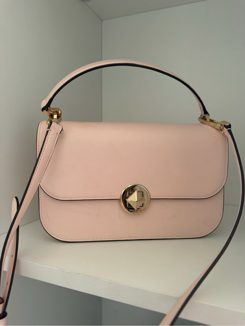 Kate Spade Blush Pink Leather Shoulder Bag top handle with Gold-Tone Hardware